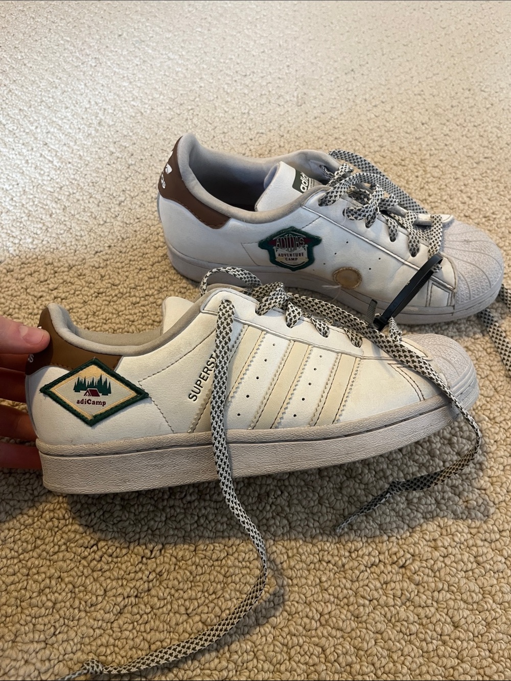 Adidas Adventure Kids Superstar Leather Sneakers in White Brown 4
